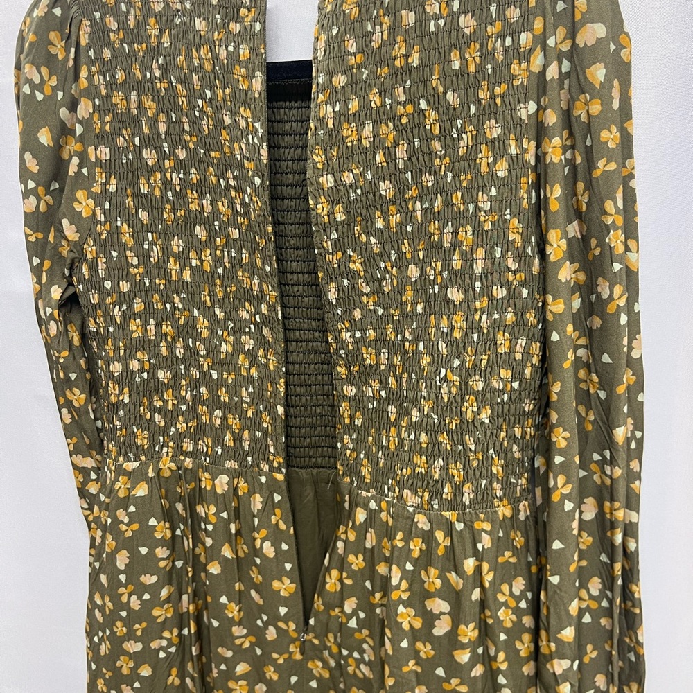 Anthro Lost + Wander Floral Maxi Dress Smocked Cottagecore Green Medium New - Picture 6 of 7